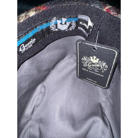 Goorin Bros Grey Fedora Hat Mens XL Embroidered Design, Gray Band, Plaid Brim - Picture 4 of 5